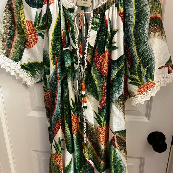 Farm Rio Forest Palm Jumpsuit in White Linen Pineapple Print EUC - Picture 11 of 11